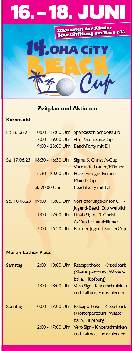14. OHA City Beach Cup Programm