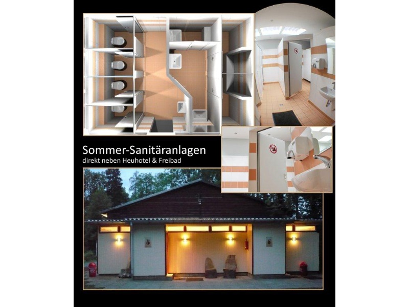 Sommer-Sanitäranlagen Eulenburg, Grundriss und Perspektive